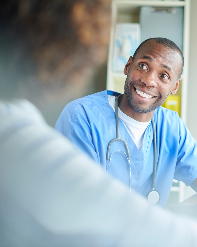 Healthcare professional smiling